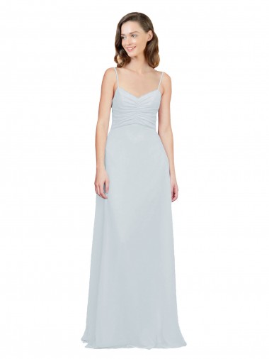 Fábrica de Chiffon Alças finas Comprimento Chão Sem Mangas Geada Vestidos de Madrinha