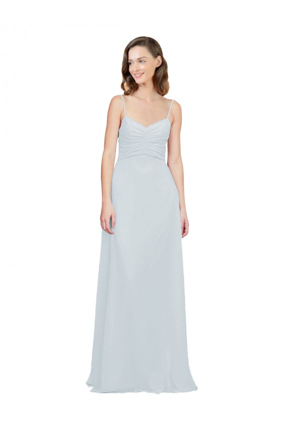 Fábrica de Chiffon Alças finas Comprimento Chão Sem Mangas Geada Vestidos de Madrinha