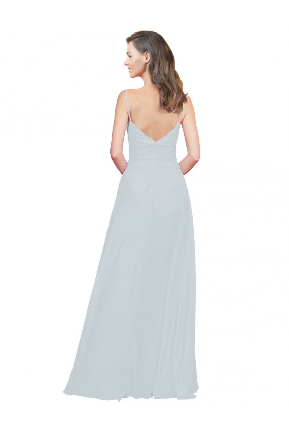 Fábrica de Chiffon Alças finas Comprimento Chão Sem Mangas Geada Vestidos de Madrinha
