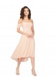 Fábrica de Lombar Chiffon Decote Quadrado Comprimento Midi Ombro Frio Vestidos de Madrinha