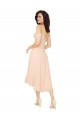 Fábrica de Lombar Chiffon Decote Quadrado Comprimento Midi Ombro Frio Vestidos de Madrinha