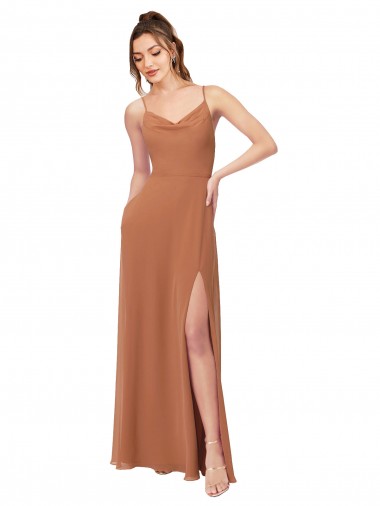 Fábrica de Lombar Chiffon Decote Capuz Comprimento Chão Sem Mangas Vestidos de Madrinha