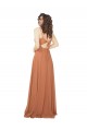 Fábrica de Buraco da fechadura Chiffon Decote V Comprimento Chão Sem Mangas Jacarandá Vestidos de Madrinha