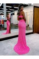 Fábrica de Lantejoulas Veludo Decote V Comboio Varredela Sem Mangas Vestido de Festa / Vestido de Madrinha