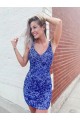 Fábrica de Lantejoulas Veludo Decote V Curto Sem Mangas Vestido de Festa / Vestido de Madrinha