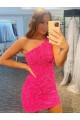 Fábrica de Lantejoulas Veludo Um Ombro Curto Sem Mangas Vestidos de Festa / Vestidos Formais