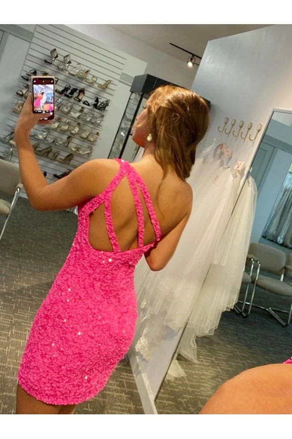 Fábrica de Lantejoulas Veludo Um Ombro Curto Sem Mangas Vestidos de Festa / Vestidos Formais