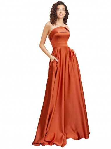 Fábrica de Lombar Cetim Sedoso Decote redondo Comboio Varredela Sem Mangas Vestidos de Madrinha / Vestidos de Noite / Vestidos de Festa
