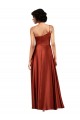 Fábrica de Cetim Sedoso Um Ombro Comprimento Chão Sem Mangas Laranja Queimada Vestidos de Madrinha / Vestidos de Noite / Vestidos de Festa