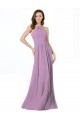 Fábrica de Chiffon Cabeçada Comprimento Chão Sem Mangas Lavanda Escura Vestidos de Madrinha