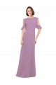 Fábrica de Criss Cruz Chiffon Decote Alto Comprimento Chão Ombro Frio Vestidos de Madrinha