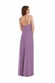 Fábrica de Lombar Chiffon Alças finas Comprimento Chão Sem Mangas Lavanda Escura Vestidos de Madrinha