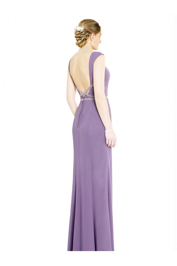 Fábrica de Lombar Chiffon Decote Barco Comprimento Chão Sem Mangas Vestidos de Madrinha