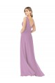 Fábrica de Chiffon Decote V Comprimento Chão Sem Mangas Lavanda Escura Vestidos de Madrinha