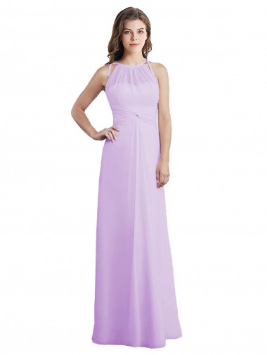 Fábrica de Buraco da fechadura Chiffon Cabeçada Comprimento Chão Sem Mangas Longo Vestidos de Madrinha