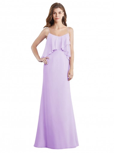 Fábrica de Lombar Chiffon Alças finas Comprimento Chão Sem Mangas Linha A Vestidos de Madrinha