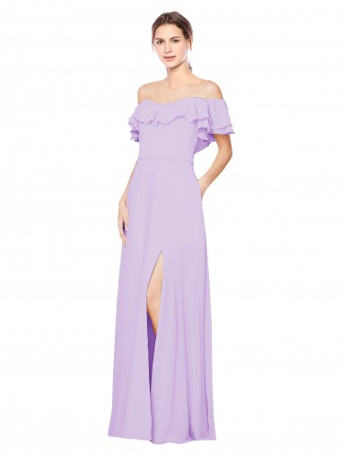 Fábrica de Lombar Chiffon Fora do Ombro Comprimento Chão Sem Mangas Longo Vestidos de Madrinha