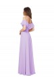 Fábrica de Lombar Chiffon Fora do Ombro Comprimento Chão Sem Mangas Longo Vestidos de Madrinha