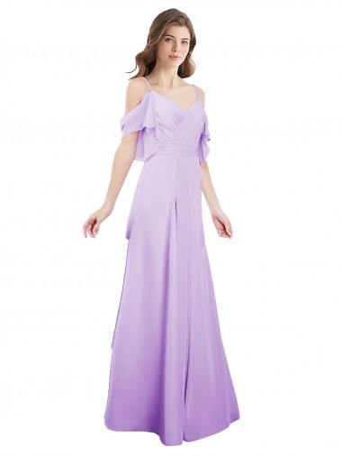 Fábrica de Chiffon Fora do Ombro Comprimento Chão Ombro Frio Vestidos de Madrinha
