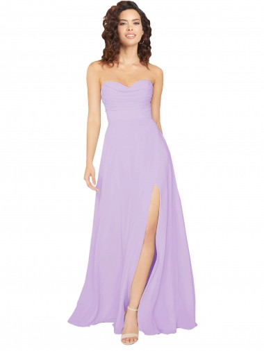 Fábrica de Lombar Chiffon Amor Comprimento Chão Sem Mangas Longo Vestidos de Festa / Vestidos de Madrinha