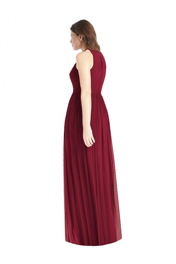 Fábrica de Chiffon Cabeçada Comprimento Chão Sem Mangas Vestidos de Madrinha / Vestidos Formais