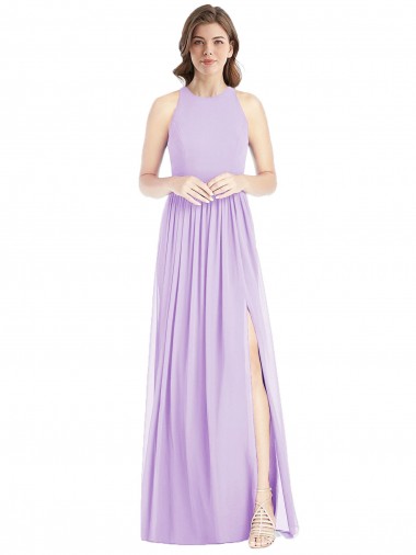 Fábrica de Chiffon Cabeçada Comprimento Chão Sem Mangas Vestidos de Madrinha / Vestidos Formais