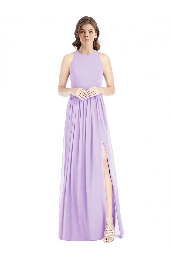 Fábrica de Chiffon Cabeçada Comprimento Chão Sem Mangas Vestidos de Madrinha / Vestidos Formais