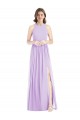 Fábrica de Chiffon Cabeçada Comprimento Chão Sem Mangas Vestidos de Madrinha / Vestidos Formais