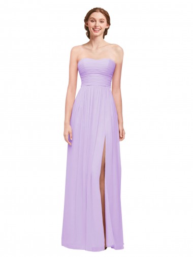 Fábrica de Chiffon Amor Comprimento Chão Sem Mangas Lilás Vestidos de Madrinha