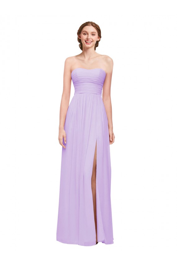 Fábrica de Chiffon Amor Comprimento Chão Sem Mangas Lilás Vestidos de Madrinha