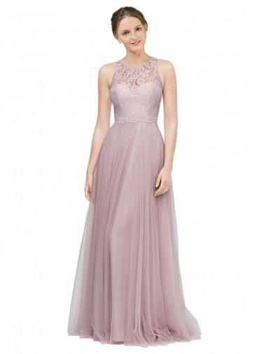 Fábrica de Tule & Renda Amor Comprimento Chão Sem Mangas Longo Vestidos de Madrinha