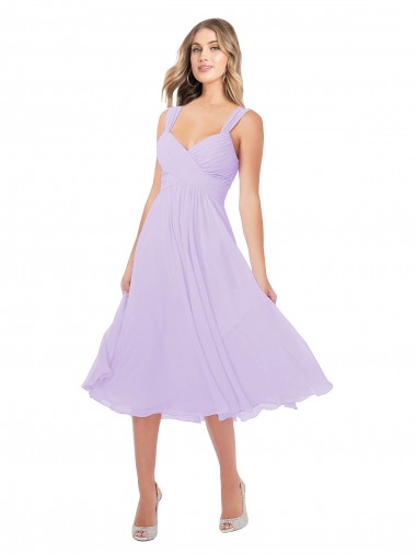 Fábrica de Chiffon Amor Comprimento Midi Sem Mangas Vestidos de Madrinha / Vestidos de Cocktail / Vestidos de Homecoming