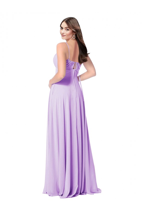 Fábrica de Chiffon Colher Comprimento Chão Sem Mangas Vestidos de Madrinha