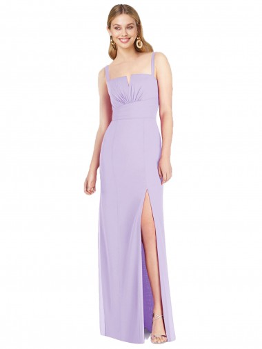 Fábrica de Chiffon Alças finas Comprimento Chão Sem Mangas Lilás Vestidos de Madrinha