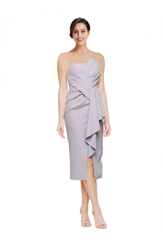 Fábrica de Lombar Crepe Esticado Sem alças Comprimento Cocktail Sem Mangas Vestidos de Madrinha / Vestidos de Noite / Vestidos de Festa