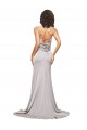 Fábrica de Lombar Cetim Elástico Decote Alto Comboio Varredela Sem Mangas Vestidos de Madrinha / Vestidos de Noite / Vestidos de Festa