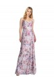 Fábrica de Cetim Elástico & Floral Decote Capuz Comprimento Chão Sem Mangas Vestidos de Madrinha / Vestidos de Noite