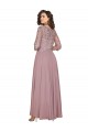Fábrica de Chiffon Decote V Comprimento Chão Mangas Compridas Vestidos de Madrinha / Vestidos de Festa