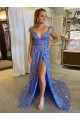 Fábrica de Lantejoulas Veludo Decote V Comboio Corte Sem Mangas Longo Vestidos de Festa