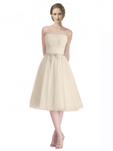 Fábrica de Tule Sem alças Comprimento Cocktail Sem Mangas Vestidos de Madrinha / Vestidos de Cocktail / Vestidos de Homecoming