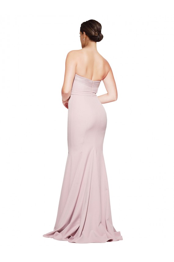 Fábrica de Lombar Crepe Esticado Sem alças Comboio Varredela Sem Mangas Vestidos de Madrinha / Vestidos de Noite / Vestidos de Festa
