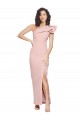 Fábrica de Crepe Esticado Um Ombro Comprimento Chão Sem Mangas Malva Vestidos de Madrinha / Vestidos de Noite / Vestidos de Festa