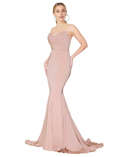 Fábrica de Lombar Crepe Esticado Amor Comprimento Chão Sem Mangas Malva Vestidos de Madrinha / Vestidos de Noite / Vestidos de Festa