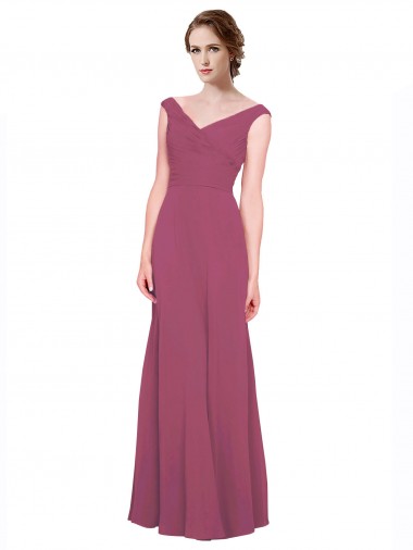 Fábrica de Chiffon Decote V Comprimento Chão Sem Mangas Malva Taupe Vestidos de Madrinha