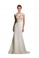 Fábrica de Chiffon & Renda Decote Ilusão Comboio Capela Mangas Curtas Vestidos de Noiva