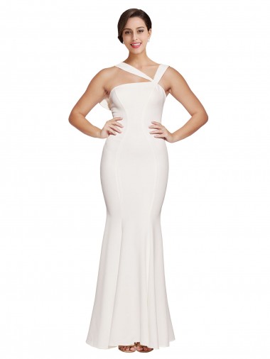 Fábrica de Lombar Crepe Esticado Decote Quadrado Comprimento Chão Sem Mangas Vestidos de Madrinha / Vestidos de Noite / Vestidos de Festa