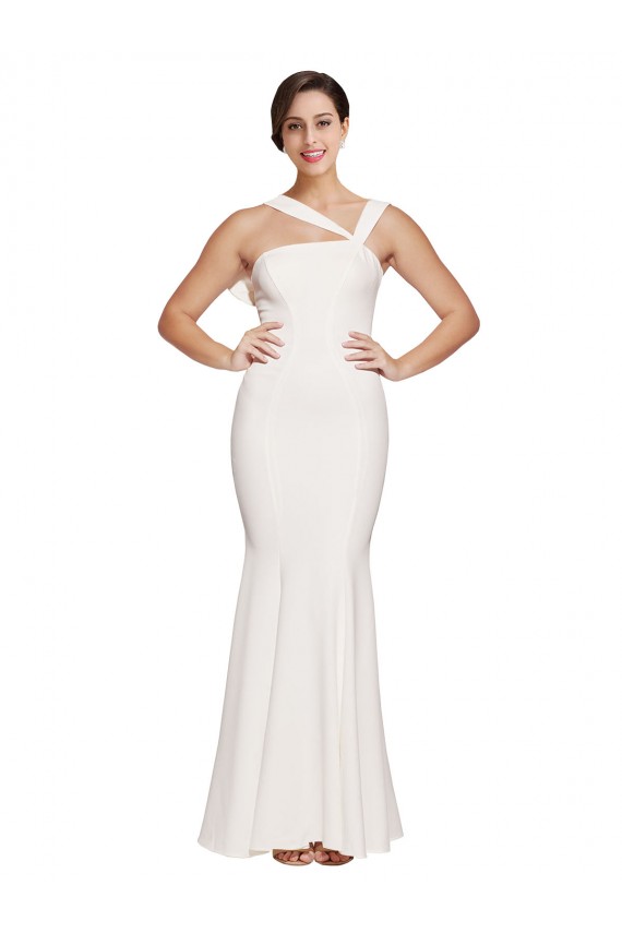 Fábrica de Lombar Crepe Esticado Decote Quadrado Comprimento Chão Sem Mangas Vestidos de Madrinha / Vestidos de Noite / Vestidos de Festa