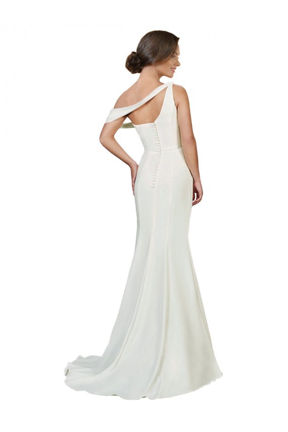 Fábrica de Crepe Esticado Um Ombro Comboio Varredela Sem Mangas Vestidos de Madrinha / Vestidos de Noite / Vestidos de Festa