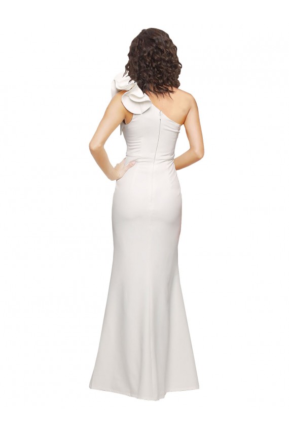 Fábrica de Crepe Esticado Um Ombro Comprimento Chão Sem Mangas Marfim Vestidos de Madrinha / Vestidos de Noite / Vestidos de Festa