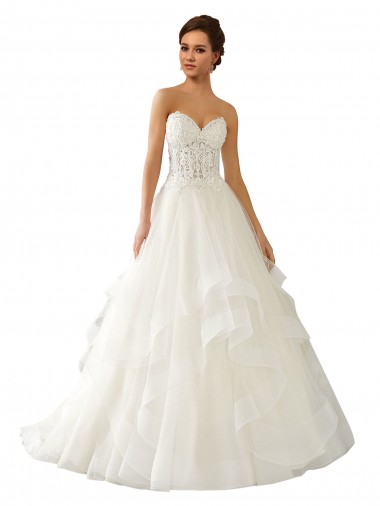 Fábrica de Cetim & Tule & Renda Amor Comboio Capela Sem Mangas Vestidos de Noiva